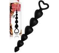 Stimolatore perle anali Progressivo nero a 6 cuori 15 cm nero loop estrazione