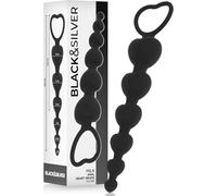 Stimolatore perle anali Progressivo nero a 6 cuori 18 cm nero loop estrazione