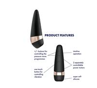 Stimolatore succhia clitoride Satisfyer pro 3+ vibratore silicone morbido nero