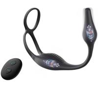 Stimulateur prostatique avec anneau en forme de marteau, masseur prostatique en silicone, télécommande, masseur prostatique avec port USB, noir