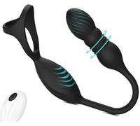 Stimulateur, stimulateur prostatique avec anneau pénien, plug anal, stimulateur télescopique doté de 10 modes, sextoy