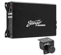STINGER Amplificatore audio monoblocco audio per auto con telecomando per bassi, ponticello, amplificatore per auto a 1 canale classe D, alimentatore Mosfet, ingresso alto/basso, amplificatore di
