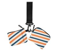 Stirpe - Portafoglio portamonete da donna, sottile, piatto, con portachiavi, confezione da 2 pezzi, colore: arancione, blu e beige