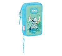 STITCH ALOHA - Astuccio per scuola per bambini, con 28 oggetti inclusi, ideale per bambini dai 5 ai 14 anni, comodo e versatile, qualità e resistenza, 12,5 x 4 x 19,5 cm, colore turchese, turchese,