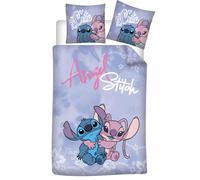 Parure da letto Stitch e Angel 1 persona, copripiumino reversibile 140 x 200 cm + federa 65 x 65 cm, in policotone