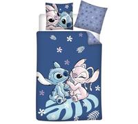 Stitch & Angel Leaf, copripiumino reversibile 140 x 200 cm + federa 65 x 65 cm, in policotone