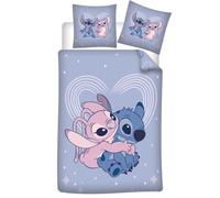 Stitch & Angel - Parure da letto 100% cotone, copripiumino 140 x 200 cm + federa 65 x 65 cm