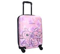 STITCH ANGEL Trolley Valigia ABS Rosa 4 Ruote 46x33x21cm Originale DISNEY