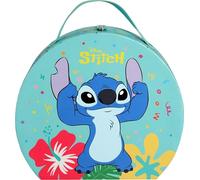 Stitch - Astuccio rotondo per trucco per bambini, con glitter per labbra, ombretto, smalto per unghie e accessori, con specchio e effetto lucido