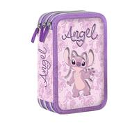 Stitch Astuccio scuola Triplo Angel che Include 43pz Giotto + diario scuola Stitch Angel Rosa 2025 - 2026 F.to Standard 20x15 cm per bambine + Astuccio in silicone + portachiave Stitch