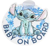 Stitch Baby On Board, Cartello di avvertimento per auto Bambino a Bordo 17x17cm, Cartello con ventosa per bambini e bambine di Stitch, Blu