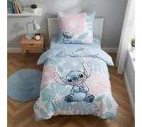 Stitch Bambina Copripiumino Singolo 135x200 + Federa Tropicale Blu/Rosa