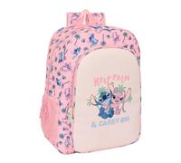 STITCH BEACH - Zaino scuola bambino, zaino bambino, zaino per bambini, adattabile a carrozzina, ideale per bambini in età scolastica, comodo e versatile, qualità e resistenza, 33 x 14 x 42 cm, Rosa