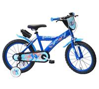 Stitch - Bicicletta da 16", 2 freni calibrati, pneumatici gonfiabili, piastra anteriore decorativa, borraccia e portaborraccia posteriore, parafango, coperchio di protezione, 2 stabilizzatori con