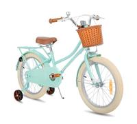 STITCH Bicicletta per bambini da 18 pollici con cestino e stabilizzatori, bicicletta per bambini da 18 pollici per ragazze da 6 a 9 anni, verde menta…