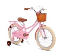 STITCH Bicicletta per bambini da 18 pollici con cestino e stabilizzatori, bicicletta per bambini per bambine di 6-9 anni, bicicletta da 18 pollici con cavalletto per bambine, rosa…