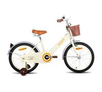 STITCH Bicicletta vintage per bambini da 18 pollici, per 4 5 6 7 anni, bicicletta per bambini con cestino anteriore e ruote di supporto per bambini da 4 a 7 anni, colore beige