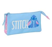 STITCH BRIGHT - Astuccio triplo, astuccio per bambini, ideale per bambini in età scolastica, comodo e versatile, qualità e resistenza, 22 x 3 x 12 cm