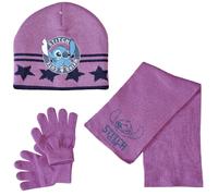STITCH Cappello Sciarpa Guanti Bambina Disney Berretto Invernale Set Inverno