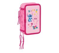 STITCH CHILL - Astuccio scuola con 37 utili inclusi, astuccio per bambini, ideale per bambini dai 5 ai 14 anni, comodo e versatile, qualità e resistenza, 12,5 x 5,5 x 19,5 cm, Menta/Rosa, M, Casual