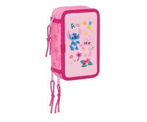 STITCH CHILL - Astuccio scuola con 37 utili inclusi, astuccio per bambini, ideale per bambini dai 5 ai 14 anni, comodo e versatile, qualità e resistenza, 12,5 x 5,5 x 19,5 cm, Menta/Rosa, M, Casual