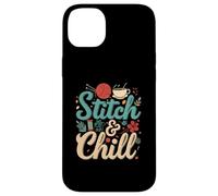 Stitch & Chill Knitting Sewing Craft Hobby Coffee Lover Custodia per iPhone 14 Plus