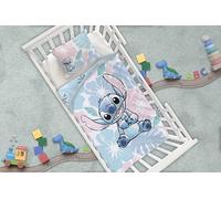 Aymax Stitch Flowers - Parure da letto per bambini, copripiumino 100 x 140 cm + federa 40 x 60 cm, 100% cotone