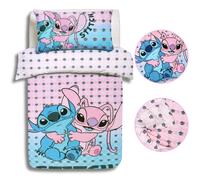 Stitch e Andzia Disney Set biancheria da letto blu e rosa 135x200 cm