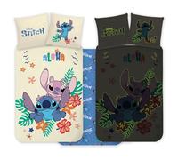 Stitch & Angel - Set di biancheria da letto per bambini, 100 x 135 cm, con federa 40 x 60 cm, 100% cotone, stile notturno, biancheria da letto per bambini, biancheria da letto reversibile di Stitch