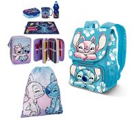 Stitch e Angel set 7- pezzi Zaino Estensibile Astuccio Scuola Elementare Bambina