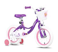 Stitch Fairy 18 pollici bicicletta per bambini, bicicletta per bambini con cestino e rotelle per 7-9 anni, Viola
