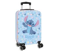 STITCH HAPPY - Trolley da cabina 20 pollici, valigia con ruote, lucchetto di sicurezza, valigia leggera, 34,5 x 20 x 55 cm, azzurro, M, Casual