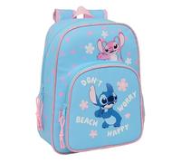Stitch HAPPY - Zaino scuola per bambini, zaino per bambini, adattabile a carrozzina, ideale per bambini in età scolastica, comodo e versatile, qualità e resistenza, 26 x 11 x 34 cm, azzurro, M, Casual
