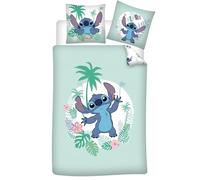 Stitch Hawaii Copripiumino Singolo 140x200 + Federa 65x65 100% Cotone | Set lenzuola reversibile | Cotone naturale traspirante | Disney Lilo & Stitch | Teen | Regalo | Lavabile in lavatrice