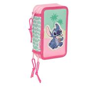STITCH ICE CREAM - Astuccio scuola con 37 utili inclusi, astuccio per bambini, ideale per bambini dai 5 ai 14 anni, comodo e versatile, qualità e resistenza, 12,5 x 5,5 x 19,5 cm, Rosa, M, Casual