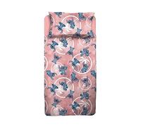 Stitch, Lenzuolo Letto Piazza E Mezza, Completo Letto, Lenzuolo Sopra, Lenzuolo Con Angoli, Federa, Rosa, Disney, 100% Cotone, Prodotto Ufficiale