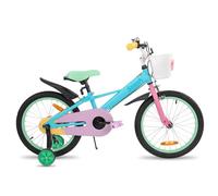 STITCH Macaron bicicletta da 18 pollici per bambini dai 6 ai 8 anni, bici da 18 pollici per ragazze con cesto e ruote d’appoggio, blu