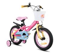 STITCH Macaron bicicletta da 18 pollici per bambini dai 6 ai 8 anni, bici da 18 pollici per ragazze con cesto e ruote d’appoggio, rosa