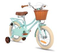 STITCH MANCHI 12 pollici bici per bambini con cestino e stabilizzatore, bici per ragazze per 2-4 anni, verde menta