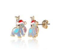 Stitch, orecchini da donna con licenza ufficiale, orecchini di Natale placcati in oro 18 carati, regali di Natale, gioielli di Natale, ottone, senza pietre preziose, ottone, senza pietra