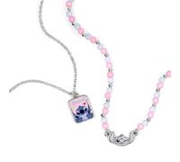 Stitch, set di 2 collane per bambine | Gioielli per bambini con perline pastello e ciondoli Disney in confezione regalo blu