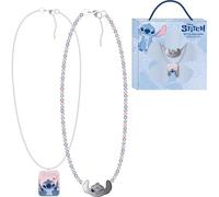 Stitch, set di 2 collane per bambine | Gioielli per bambini con perline pastello e ciondoli Disney in confezione regalo blu