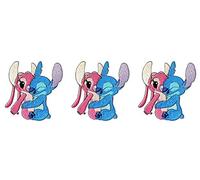 Stitch - Set di 3 toppe ricamate con alieno e angelo, altezza 10 cm, colore: Blu