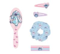 Stitch, set di bellezza per bambini, multicolore, ideale per sorprendere i tuoi bambini, include 1 elastico in tessuto, 4 elastici per capelli, spazzola e 2 fermagli per capelli, prodotto originale
