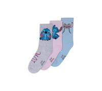 Stitch und Angel Calzini per bambini, calzini per bambini, regalo per ragazze, confezione da 3 pezzi, calze (DE/NL/SE/PL, numeriche, 27, 30, regolari, 3, pastello), Colori pastello
