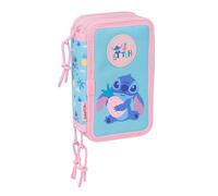 safta STITCH WAVES - Astuccio scolastico con 37 utili inclusi, astuccio per bambini, ideale per bambini dai 5 ai 14 anni, comodo e versatile, qualità e resistenza, 12,5 x 5,5 x 19,5 cm