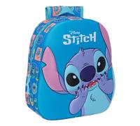 STITCH - Zaino scolastico, con design 3D, adattabile a carrozzina, ideale per bambini di diverse età, comodo e versatile, qualità e resistenza, 27 x 10 x 33 cm, colore blu, blu, Estándar, Casual