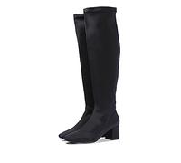 Stivale Alto Elastico Nero con Tacco Medio e Punta semiquadrata da Donna kiberg