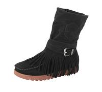 Stivale corto da donna con nappe romane, stivali con frange per le donne nel Regno Unito, comodi stivaletti con cuciture occidentali, scarpe con fodera in tessuto traspirante per attività all'aperto