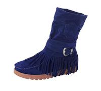 Stivale corto da donna con nappe romane, stivali con frange per le donne nel Regno Unito, comodi stivaletti con cuciture occidentali, scarpe con fodera in tessuto traspirante per attività all'aperto